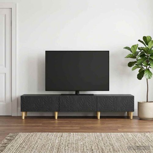 ТВ шкаф 147 x 34,5 x 30 см Черно Инженерна дървесина