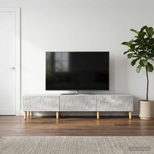 ТВ шкаф 147 x 34,5 x 30 см Бетонно сиво Инженерна дървесина