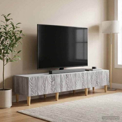 ТВ шкаф 147 x 34,5 x 30 см Сив Сонома Инженерна дървесина