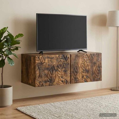Стенно монтиран ТВ шкаф 98 x 41 x 30 см Опушен дъб