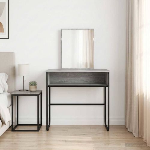 Тоалетка с рафт Сив Сонома 81 x 40 x 131 см Инженерна дървесина