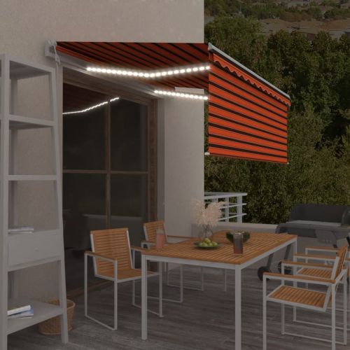 Автоматичен сенник с щора и LED сензор за вятър 3x2,5 м оранжев