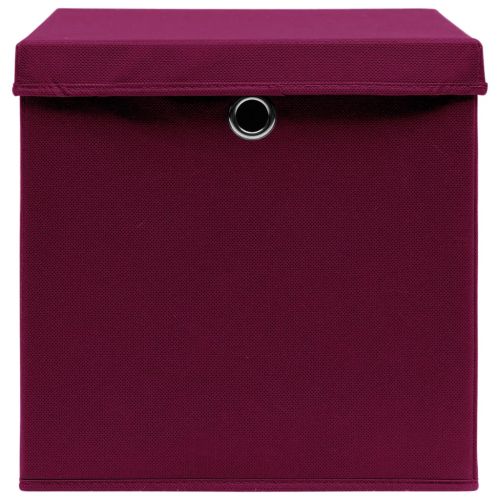 Кутии за съхранение с капаци 10 бр 28x28x28 см тъмночервени