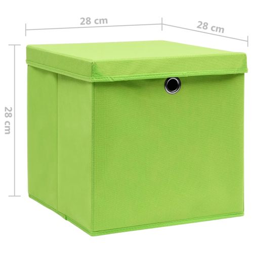 Кутии за съхранение с капаци 4 бр 28x28x28 см зелени
