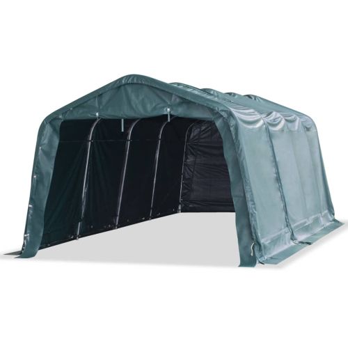 Мобилен навес за животни PVC 550 г/м² 3,3x6,4 м тъмнозелен