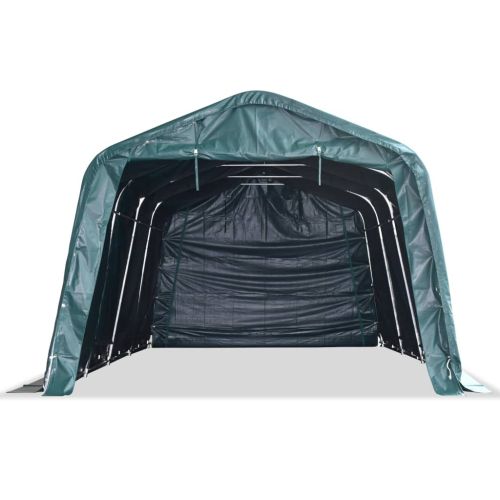 Мобилен навес за животни PVC 550 г/м² 3,3x6,4 м тъмнозелен