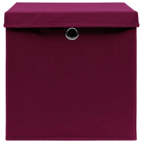 Кутии за съхранение с капаци 4 бр 28x28x28 см тъмночервени