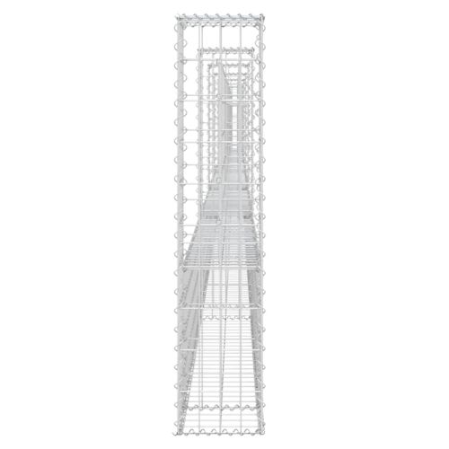 U-образна габионна кошница със 7 стълба, желязо, 740x20x100 см