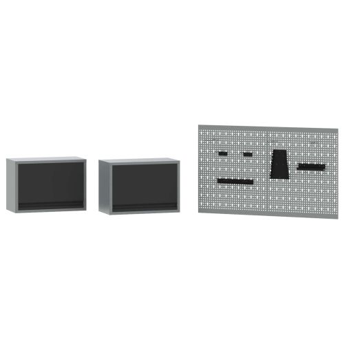 Комплект работни шкафове с чекмедже с рафт 8 pcs Сив
