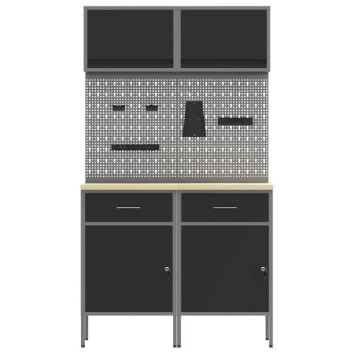 Комплект работни шкафове с чекмедже с рафт 8 pcs Сив