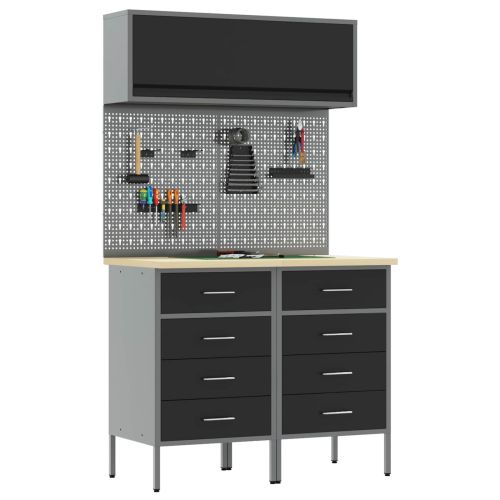Комплект работни шкафове с чекмедже с рафт 5 pcs Черно