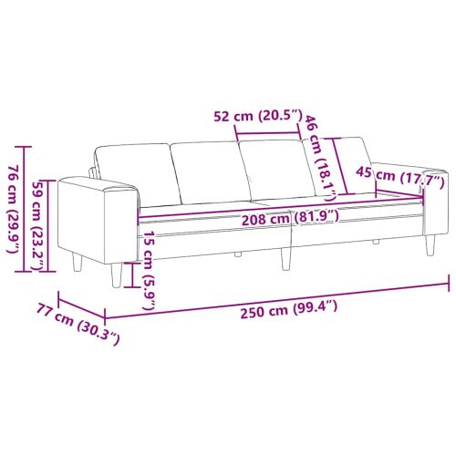 Диван за всекидневна Кафяво 250 x 77 x 76 см