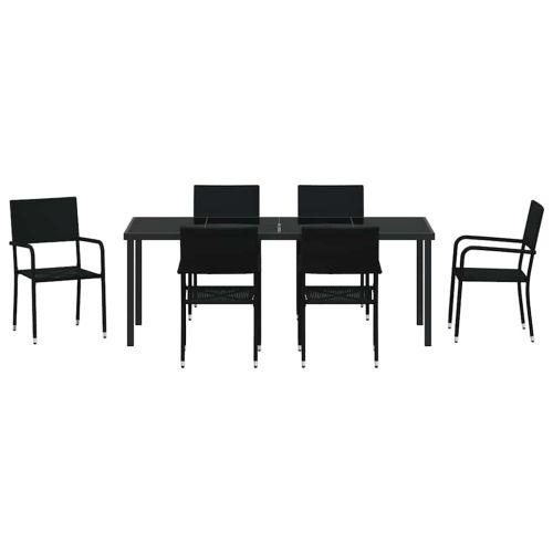 Комплект за хранене в градината 7 pcs Черно полиратан