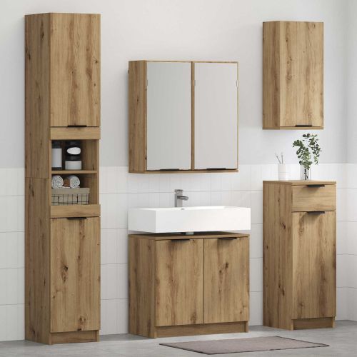 Комплект мебели за баня с чекмедже 3 pcs Дъб Инженерно дърво