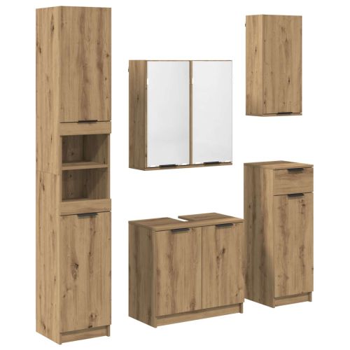 Комплект мебели за баня с чекмедже 5 pcs Дъб Инженерно дърво