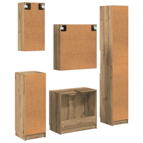 Комплект мебели за баня 5 бр. Дъб 64,5 x 33,5 x 59 см