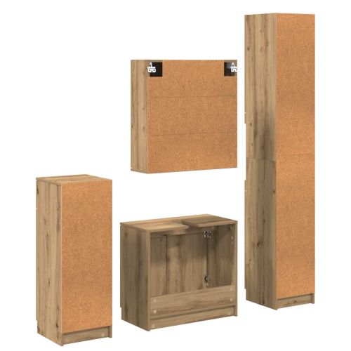 Комплект мебели за баня 4 бр. Дъб 64,5 x 33,5 x 59 см