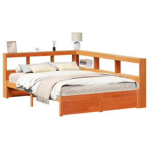 Легло с библиотека 2 pcs Кафяво с восъчно покритие 200 x 150 cm