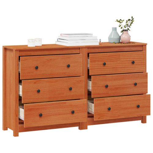 Служебен шкаф с чекмедже 2 pcs Восъчен Кафяв 140 x 35 x 80 см