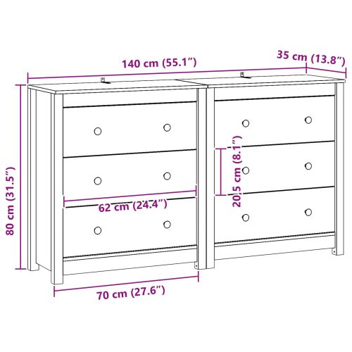 Служебен шкаф с чекмедже 2 pcs Восъчен Кафяв 140 x 35 x 80 см