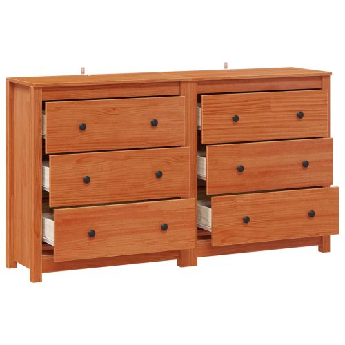 Служебен шкаф с чекмедже 2 pcs Восъчен Кафяв 140 x 35 x 80 см
