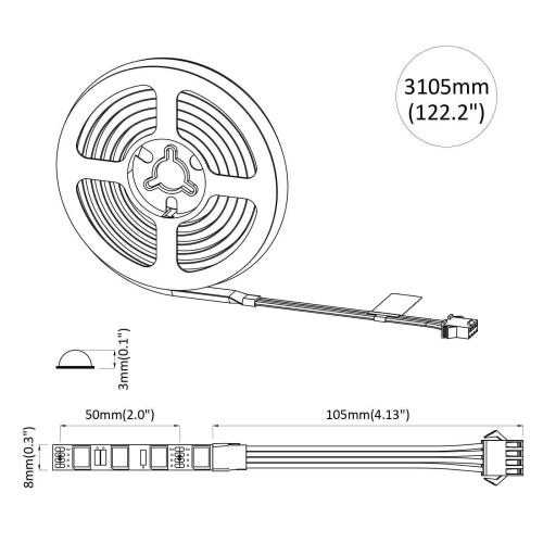 LED лента 12 бр. Черен и прозрачен Мед и пластмаса