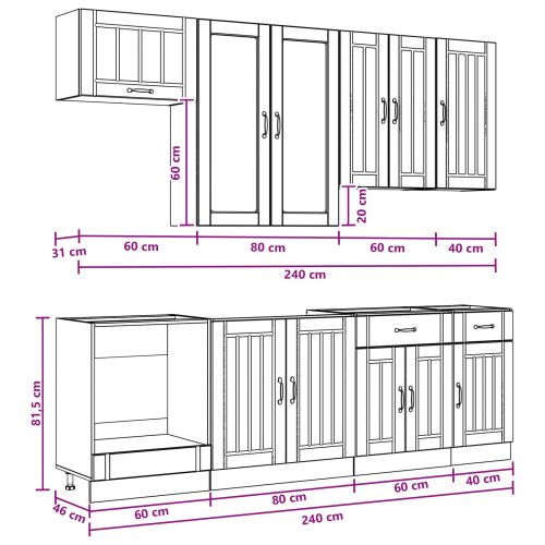 Кухненски единица LUCCA 8 pcs Бял гланц Инженерна дървесина