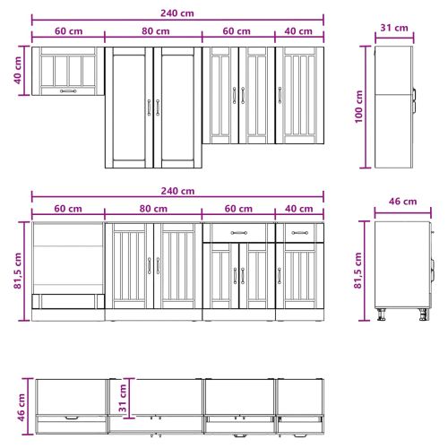 Кухненски единица LUCCA 8 pcs Дъб артизан Инженерна дървесина