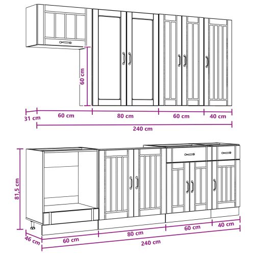 Кухненски единица LUCCA 8 pcs Бял гланц Инженерна дървесина