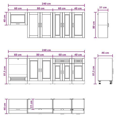 Кухненски единица PORTO 8 pcs Бетонно сиво Инженерна дървесина