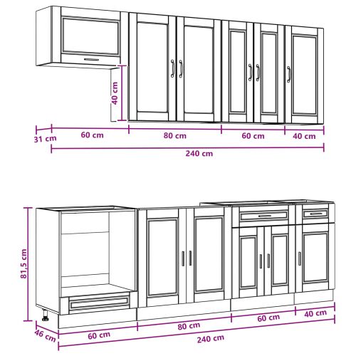 Кухненски единица PORTO 8 pcs Кафяв дъб Инженерна дървесина