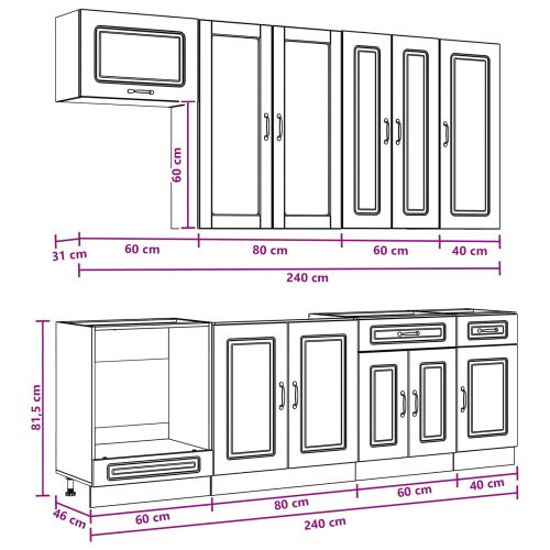 Кухненски единица KALMAR 8 pcs Бял гланц Инженерна дървесина