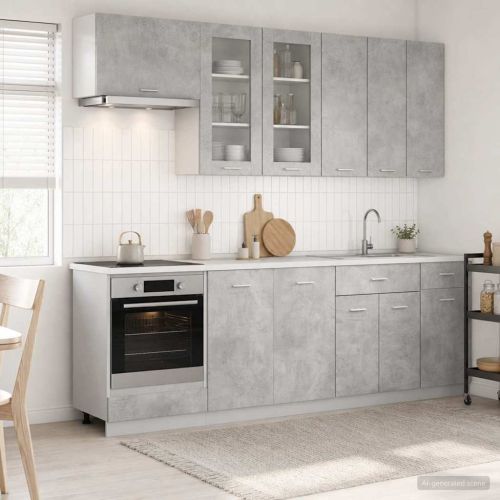 Кухненски единица LYON 8 pcs Бетонно сиво Инженерна дървесина