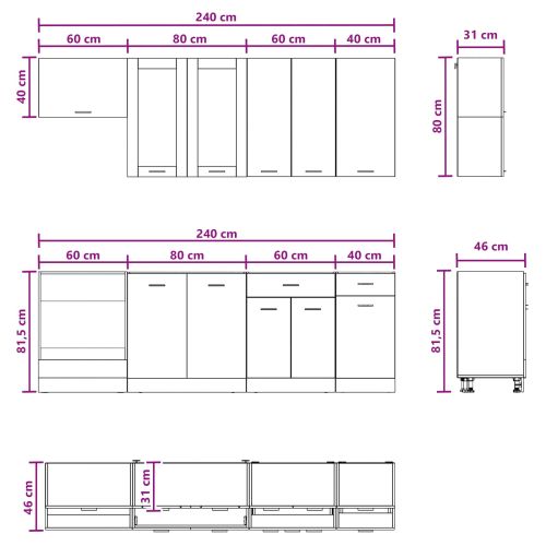 Кухненски единица LYON 8 pcs Опушен дъб Инженерна дървесина