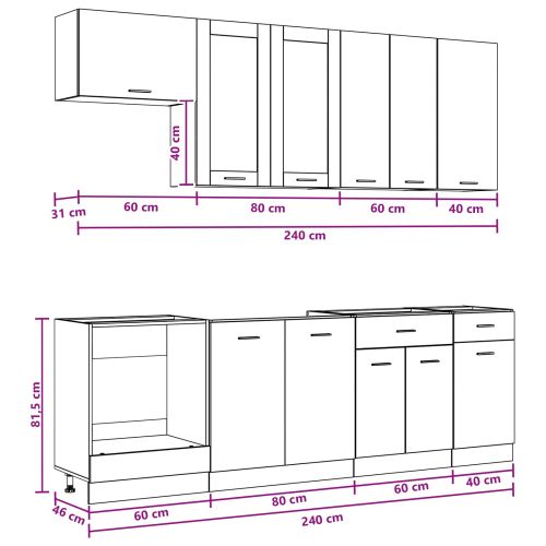 Кухненски единица LYON 8 pcs Старо дърво Инженерна дървесина