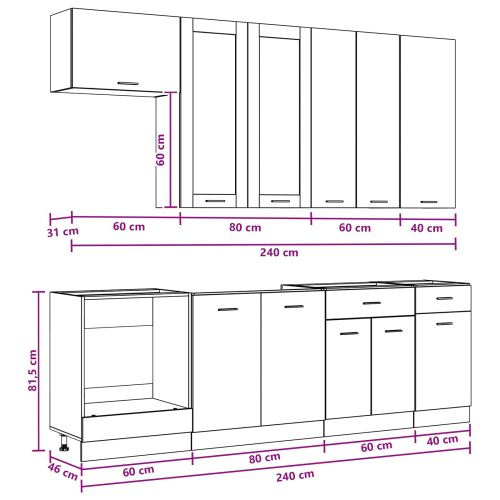 Кухненски единица LYON 8 pcs Опушен дъб Инженерна дървесина