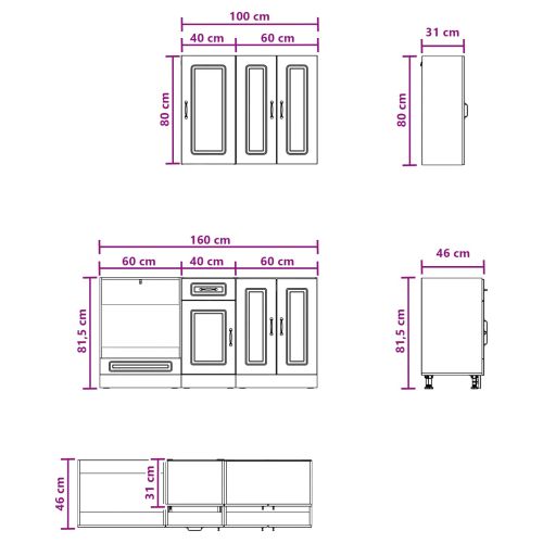 Кухненски единица KALMAR 5 pcs Опушен дъб Инженерна дървесина