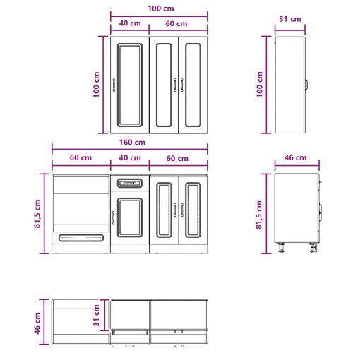 Кухненски единица KALMAR 5 pcs Опушен дъб Инженерна дървесина