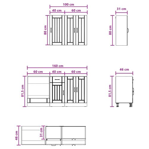 Кухненски единица LUCCA 5 pcs Кафяв дъб Инженерна дървесина