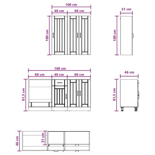 Кухненски единица LUCCA 5 pcs Черно Инженерна дървесина