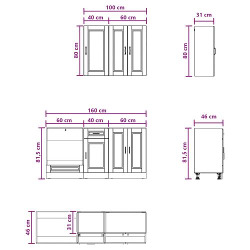 Кухненски единица PORTO 5 pcs Бетонно сиво Инженерна дървесина