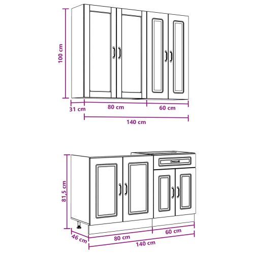 Кухненски единица KALMAR 4 pcs Сив Сонома Инженерна дървесина
