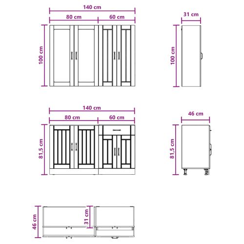 Кухненски единица LUCCA 4 pcs Бетонно сиво Инженерна дървесина
