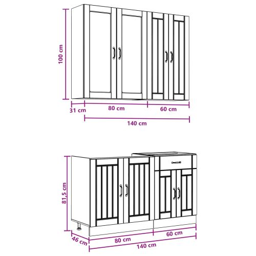 Кухненски единица LUCCA 4 pcs Сив Сонома Инженерна дървесина