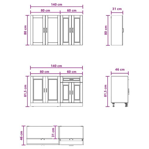 Кухненски единица PORTO 4 pcs Опушен дъб Инженерна дървесина