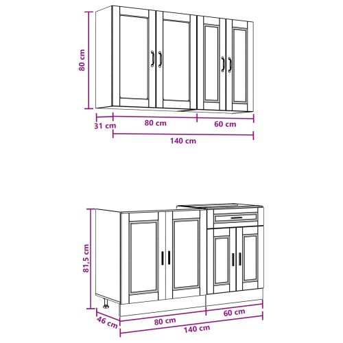 Кухненски единица PORTO 4 pcs Старо дърво Инженерна дървесина
