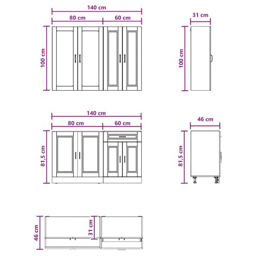 Кухненски единица PORTO 4 pcs Сив Сонома Инженерна дървесина