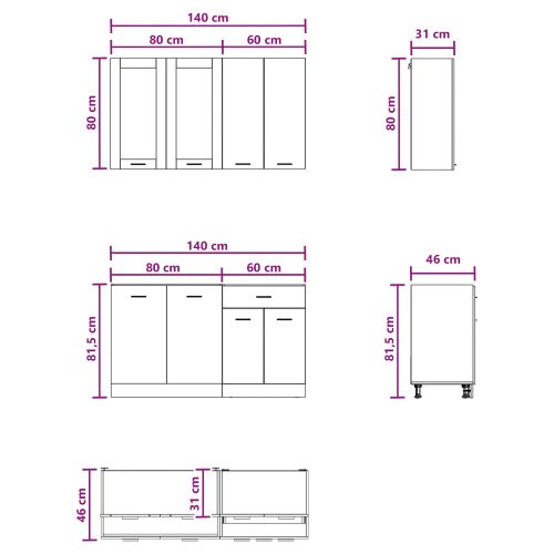 Кухненски единица LYON 4 pcs Дъб артизан Инженерна дървесина