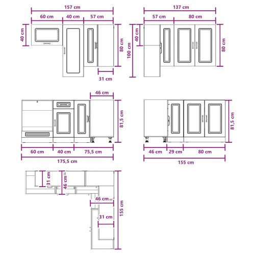 Кухненски единица KALMAR 8 pcs Черно Инженерна дървесина