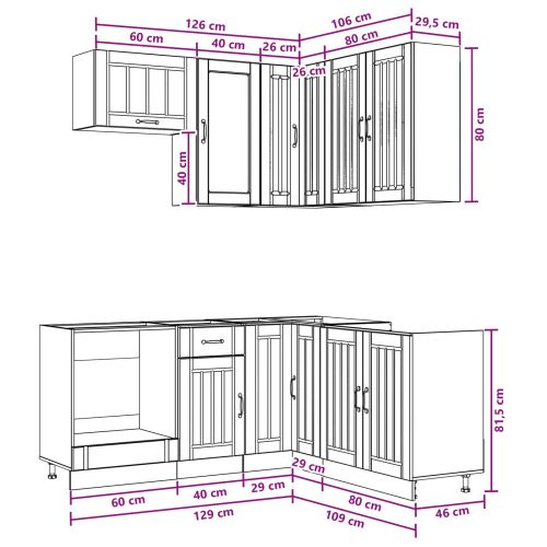 Кухненски единица LUCCA 8 pcs Опушен дъб Инженерна дървесина
